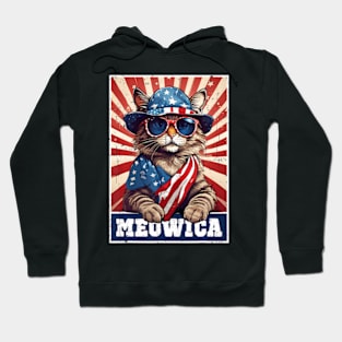 Meowica 4Th Of July Cat American Flag Cat ny 4Th Of July Hoodie